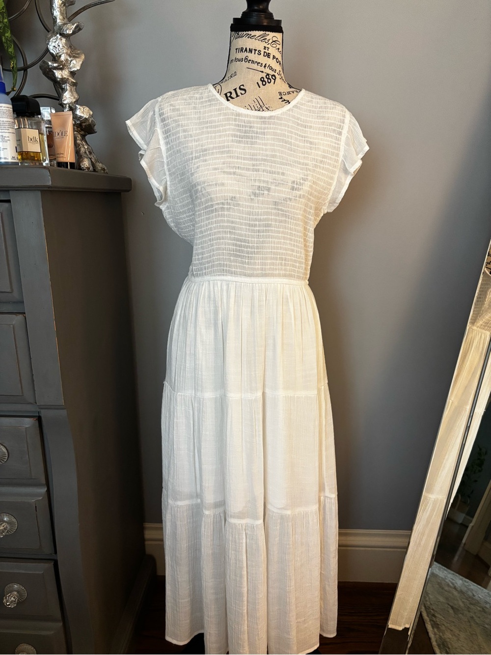 Blu Pepper White Maxi Dress with Flutter Sleeves